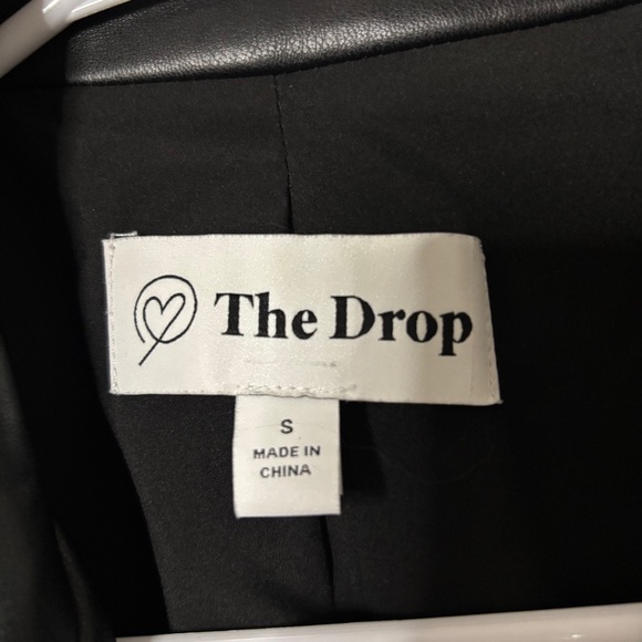 The Drop Faux Leather Loose Fit Blazer Jacket S Black - Picture 2 of 11